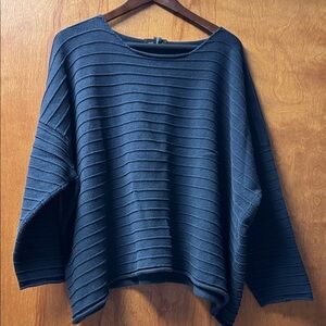 eskandar boxy oversized cotton Navy Blue Crew Neck Sweater